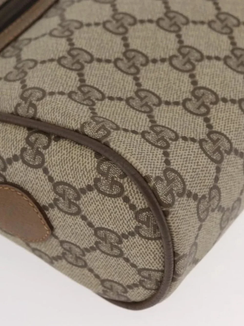 GUCCI GG Supreme Web Sherry Line Bag PVC Beige Gold 119 02 088 Auth